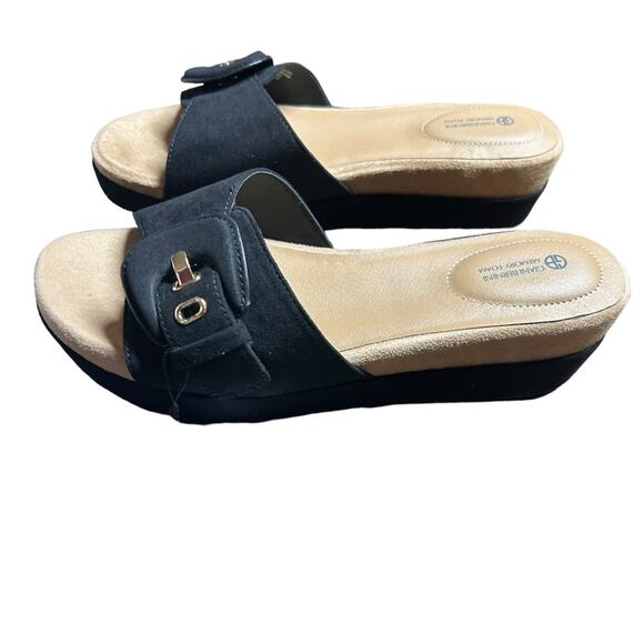 Giani Bernini Ashllyn Memory Foam Wedge Sandals Slip On Buckle Strap  NEW Size 9 - Picture 2 of 11